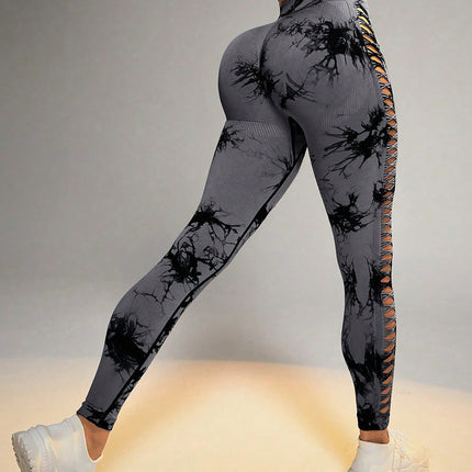 3 Pack Women's Tie-Dye Cutout Yoga Pants High-Waisted Leggings Women's Tie-Dye Leggings,, Leggings Women High Waisted Seamless Workout Leggings Gym Booty Tights Tummy Control Yoga Pants