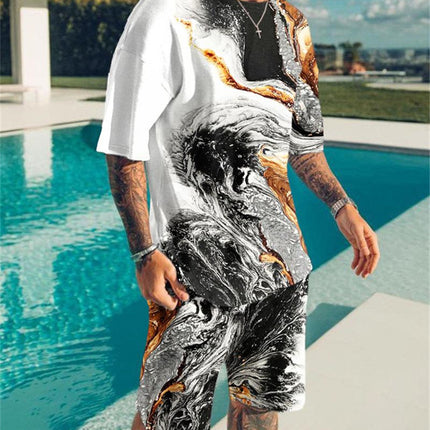 Simple Men's 3DT Shirt Short Sleeve Plus Shorts Oversized