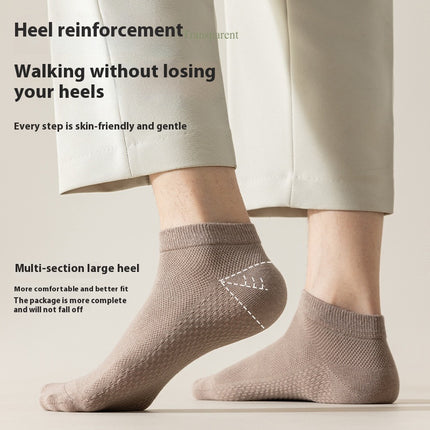 Cotton Anti-Pilling Short Socks Men's Deodorant And Sweat-absorbing Invisible Tight Mesh Boat Socks