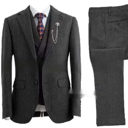 New Men's Suit Casual Three-piece Suit