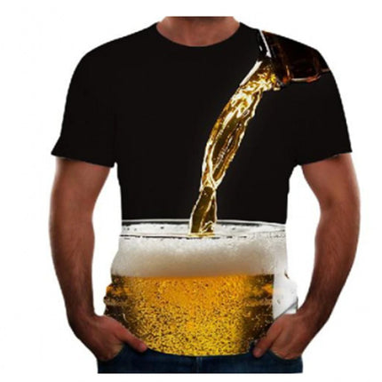 Cold Beer 3D Color Printing Men's Short-sleeved T-shirt