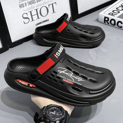 Summer Thick Bottom Shit Feeling Plus Size Closed-toe Slippers Men