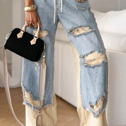 Fashion Ins European And American Street Stitching Pants