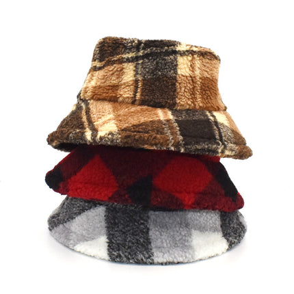 Plush Fisherman Women's Fashion Plaid Warm Basin Hat