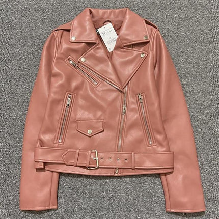 Faux leather jacket ladies