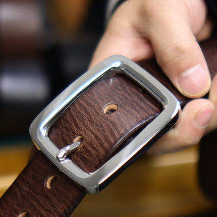 Retro Thick Pure Steel Hand-rub Color Men's Belt