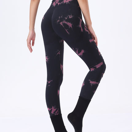 2 Pack Hollow Sexy High Elastic Women's Tie Dye Cutout Tights High Waist Workout Yoga Leggings, Scrunch Butt Lifting Elastic Pants, Tummy Control Butt Lifting Workout Yoga Athletic Pants