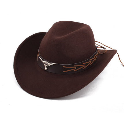 European And American Style Woolen Cowboy Hat Men's Lady Couple Ethnic Style Curling