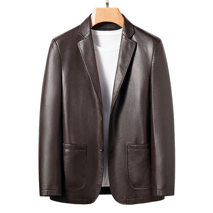 Spring Business Casual Men's Leather Coat
