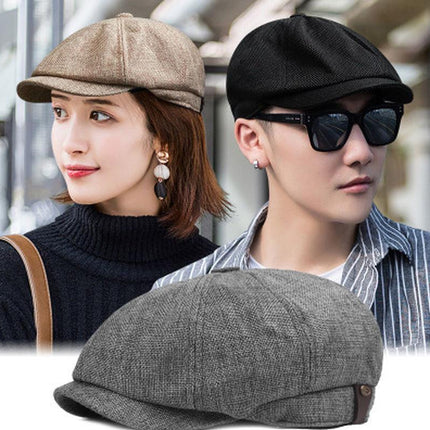 Men's Plus Size British Big Head Octagonal Hat