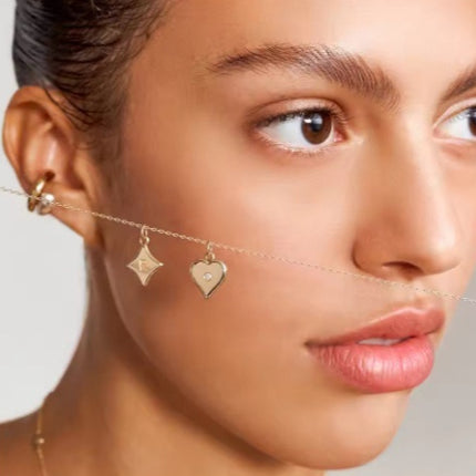 Willow Card Initials Necklace With Diamond Stainless Steel Charm