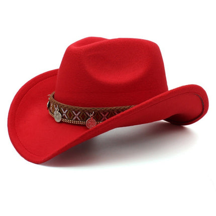 Pendant Casual Sun-proof Sun Protection Keeping Warm Boys And Girls Woolen Western Cowboy Hat