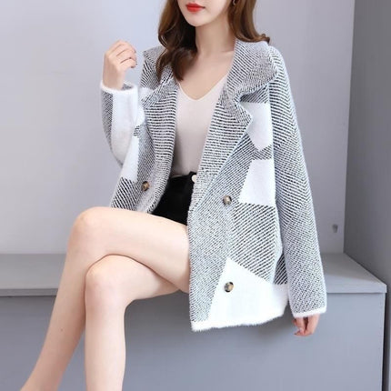 Mink Fur Women's Coat Wear Loose All-matching Thick Knit Cardigan