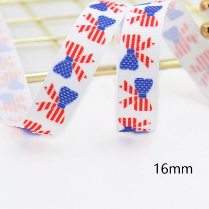 Stars And Stripes Ribbon Dovetail Bowknot Hair Ring Double Stitching Dovetail Ribbon