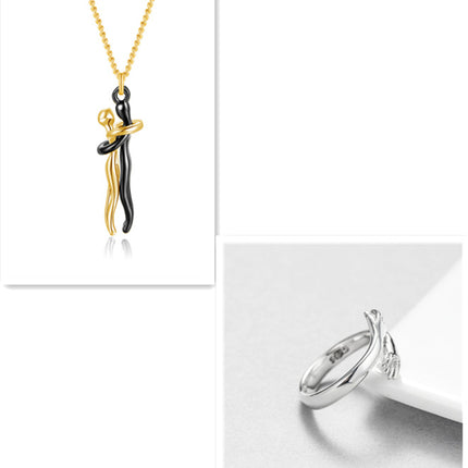 Love Hug Necklace Unisex Men Women Couple Jewelry Simple Temperament Clavicle Chain Valentines Day Lover Gift