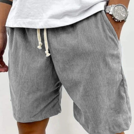 Men's Corduroy Shorts With Drawstring Fashion Casual Pockets Pants Summer