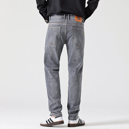 Classic Light Luxury Fit Slimming Retro Jeans Gray
