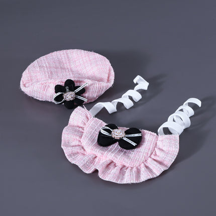 Flower Beret Hat Bow Lace Bib