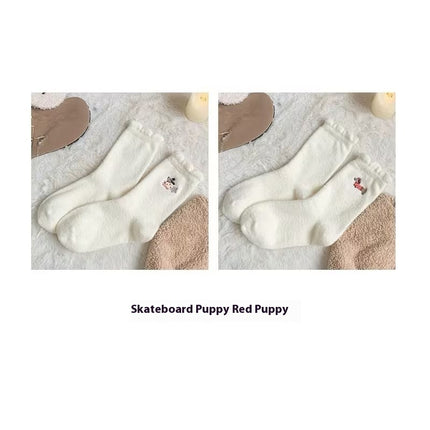Cute Cartoon Fleece Lined Padded Warm Keeping Winter Socks
