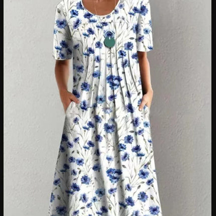 Casual Beach Dress Strap Type Loose Waist 3d Printed Dress