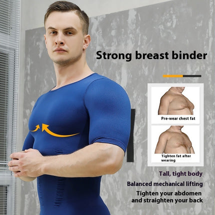 Men's Belly Contracting Chest Cover Sports Workout Bottoming Short Sleeve