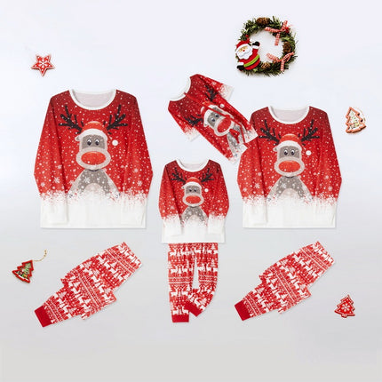 Christmas Print Long Sleeve Casual Parent-Child Suit