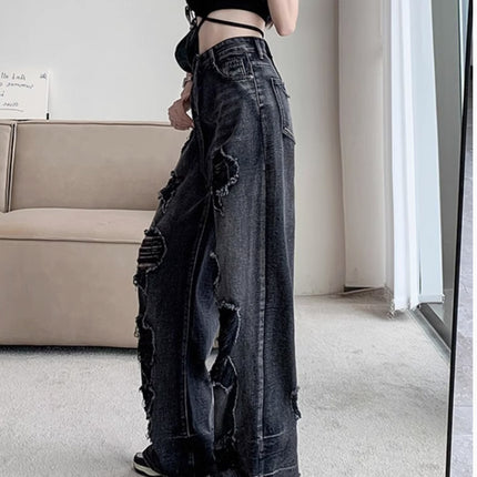 Retro Tattered Jeans High Waist Straight-leg Shorts