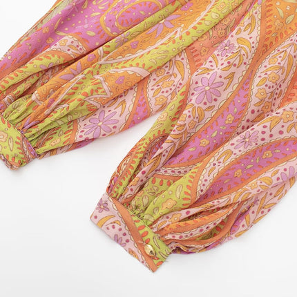 Women's Long Sleeve Cutout Print Dress