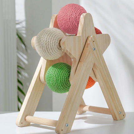 Solid Wood Standing Cat Catching Ball Toy