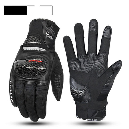 Motorcycle Riding Leather Style Carbon Fiber Shell Anti-fall And Windproof Touch Screen Gloves