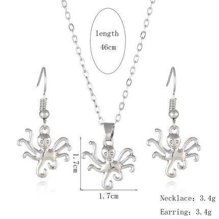 European And American Marine Life Necklace Earrings