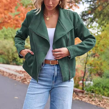 Fashion Casual Short Motorcycle Suede Jacket