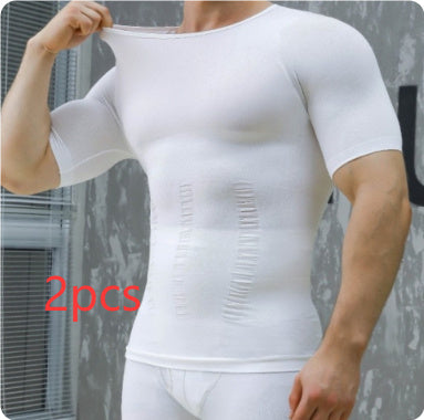 Men's Belly Contracting Chest Cover Sports Workout Bottoming Short Sleeve