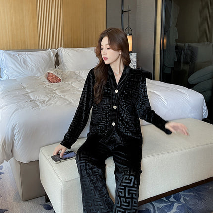 New Gold Velvet Pajamas Women's Suit