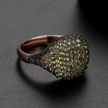 Rose Red Ring Brass Micro Inlaid Zircon RingOpen Adjustable Jewelry