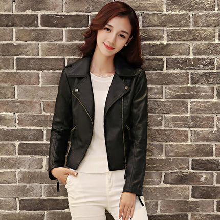 European And American Motorcycle Women's Clothing Leather Coat