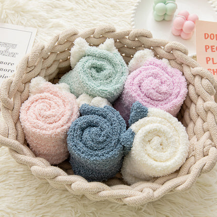 Thickened Thermal Coral Fleece Twist Women's Socks Pile Style Middle Tube
