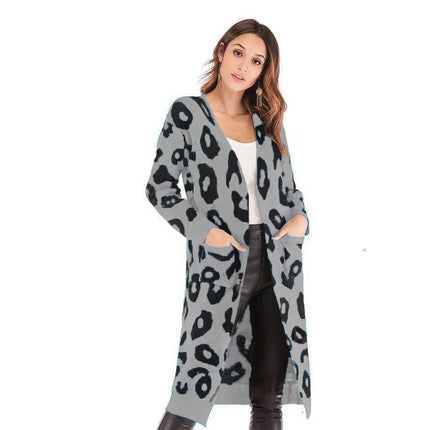 Color Leopard Print Polka Dot Loose Sweater Coat