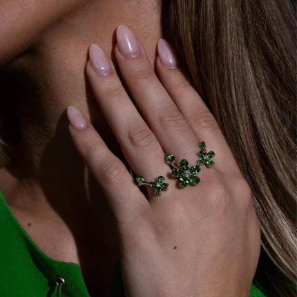 Personalized Flower Ring Heavy Micro Inlaid Zircon Flower Finger Ring Rings Women's Jewelry