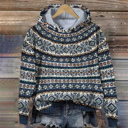 Printed Hoodie Long-sleeved Sweater Christmas Pattern