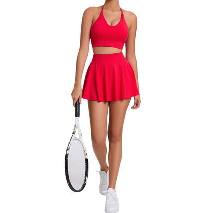 Casual Bra Skirt Running Outfit Breathable Tennis Suit Two-piece Set