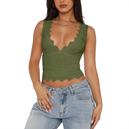 Y2g Hot Girl Style Lace Edge T-shirt Vest For Women