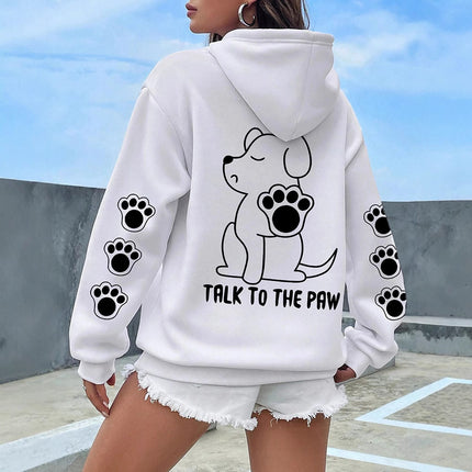 Funny Dog Cartoon Printed Hoodie Women's Warm