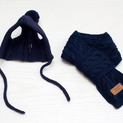 Tide pet clothes dog hat bib suit Teddy Bomei wool scarf autumn winter hat pet scarf