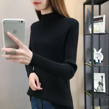 Slim Fit Slimming Inner Knitted Bottoming Shirt Women's Long Sleeve