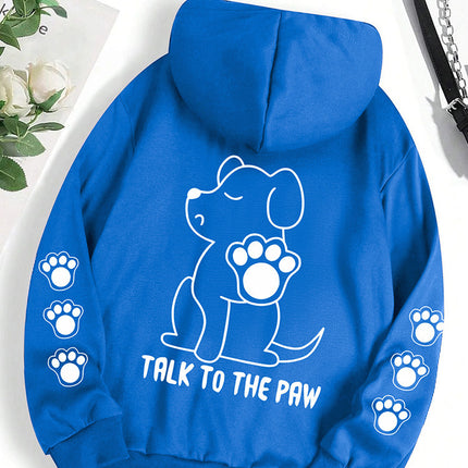 Funny Dog Cartoon Printed Hoodie Women's Warm