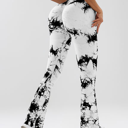 4 Pack Flared Yoga Leggings For Women High Waisted Tie-dye Print Butt Lifting Stretch Sports Workout Bodybuilding Pants, Seamless High Waisted Bootcut Yoga Leggings