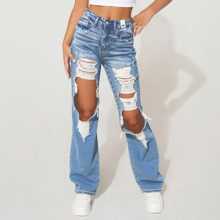 Women's High-Waist Jeans, Straight-Leg Ankle-Length Jeans In A Classic Style, Cotton Denim For All Seasons Forbidden Platform - Temu