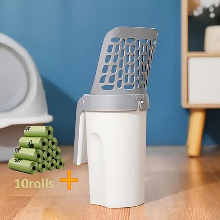 10-Piece Deluxe Cat Litter Scoop Set - Durable PP Material For Long-Lasting Use, Efficient Pet Litter Sifter With Integrated Waste Bag Dispenser For Easy Cleaning, Suitable For All Cat Breeds And Litt