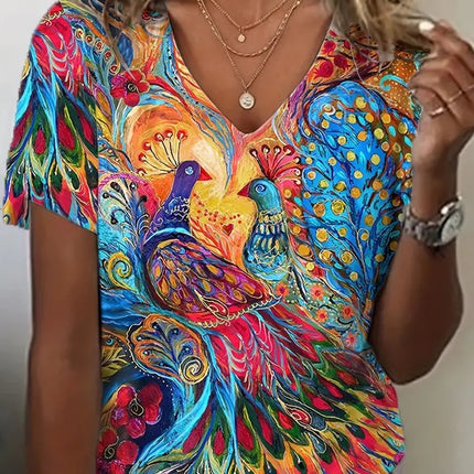 Women's New Summer Thin Hollow V-neck T-shirt